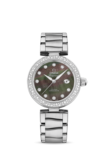 Omega LadyMatic Co-Axial 34 Stainless Steel / Diamond / Brown MOP / Bracelet